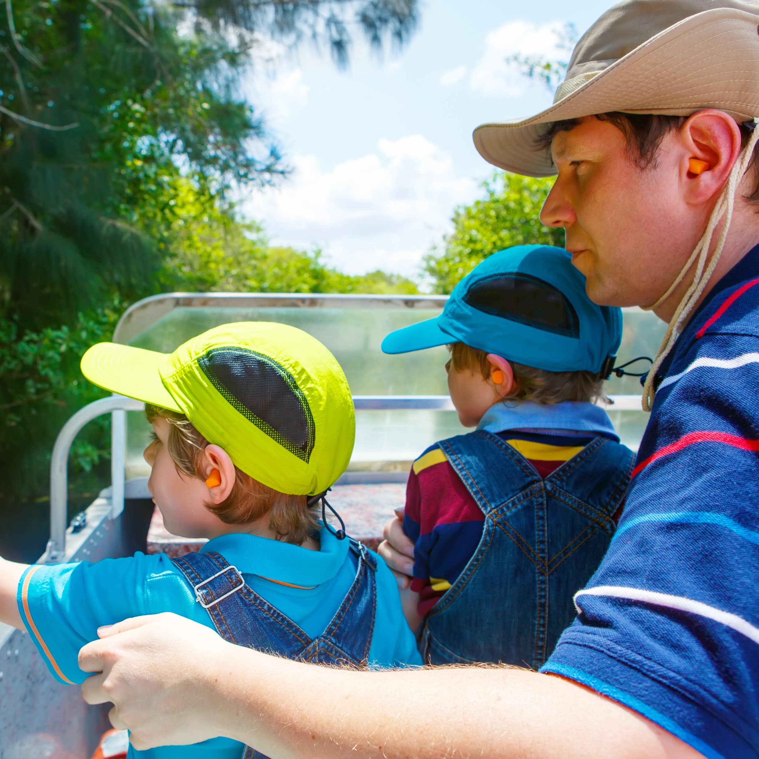 Father and children on a river tour