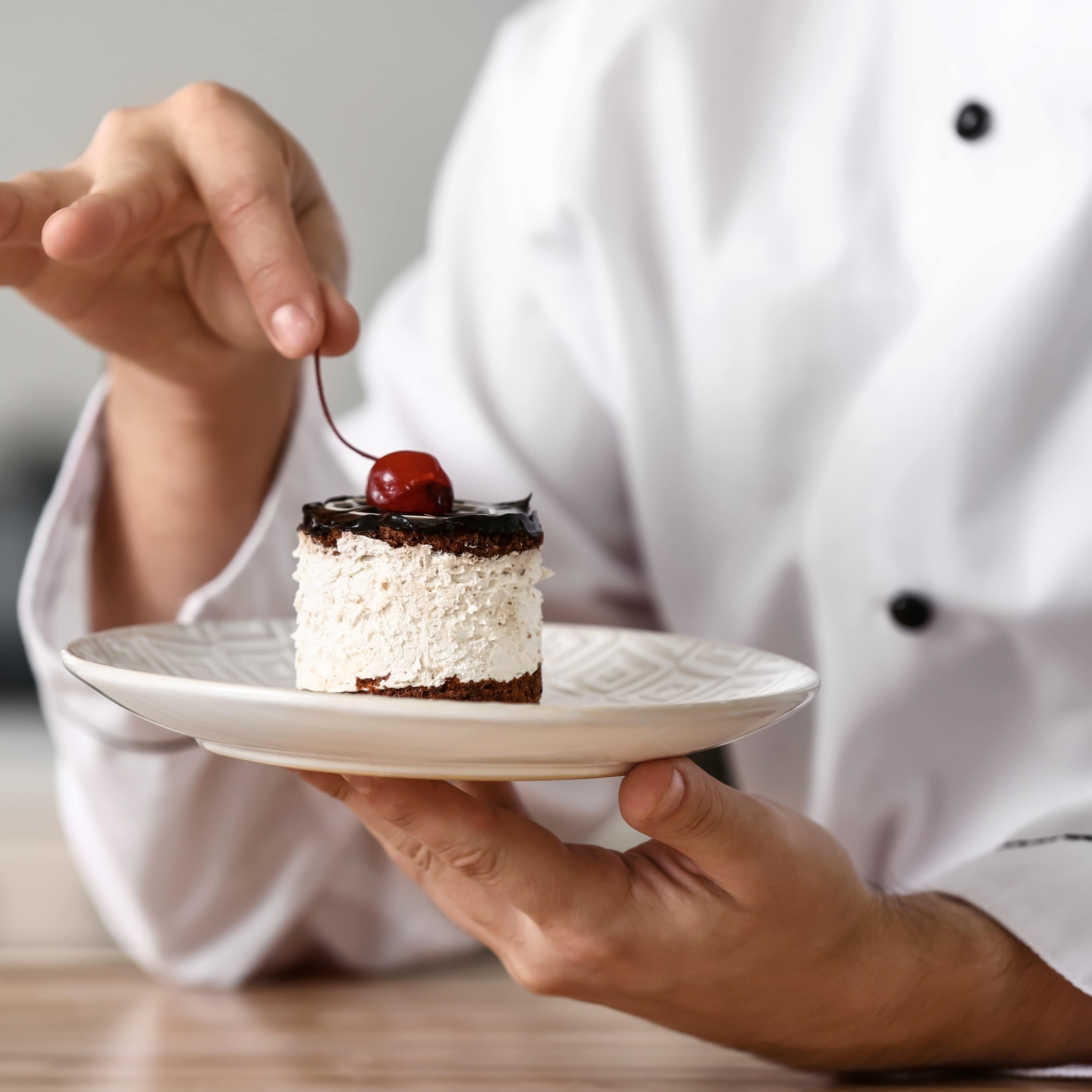 Chef creating a tasty dessert
