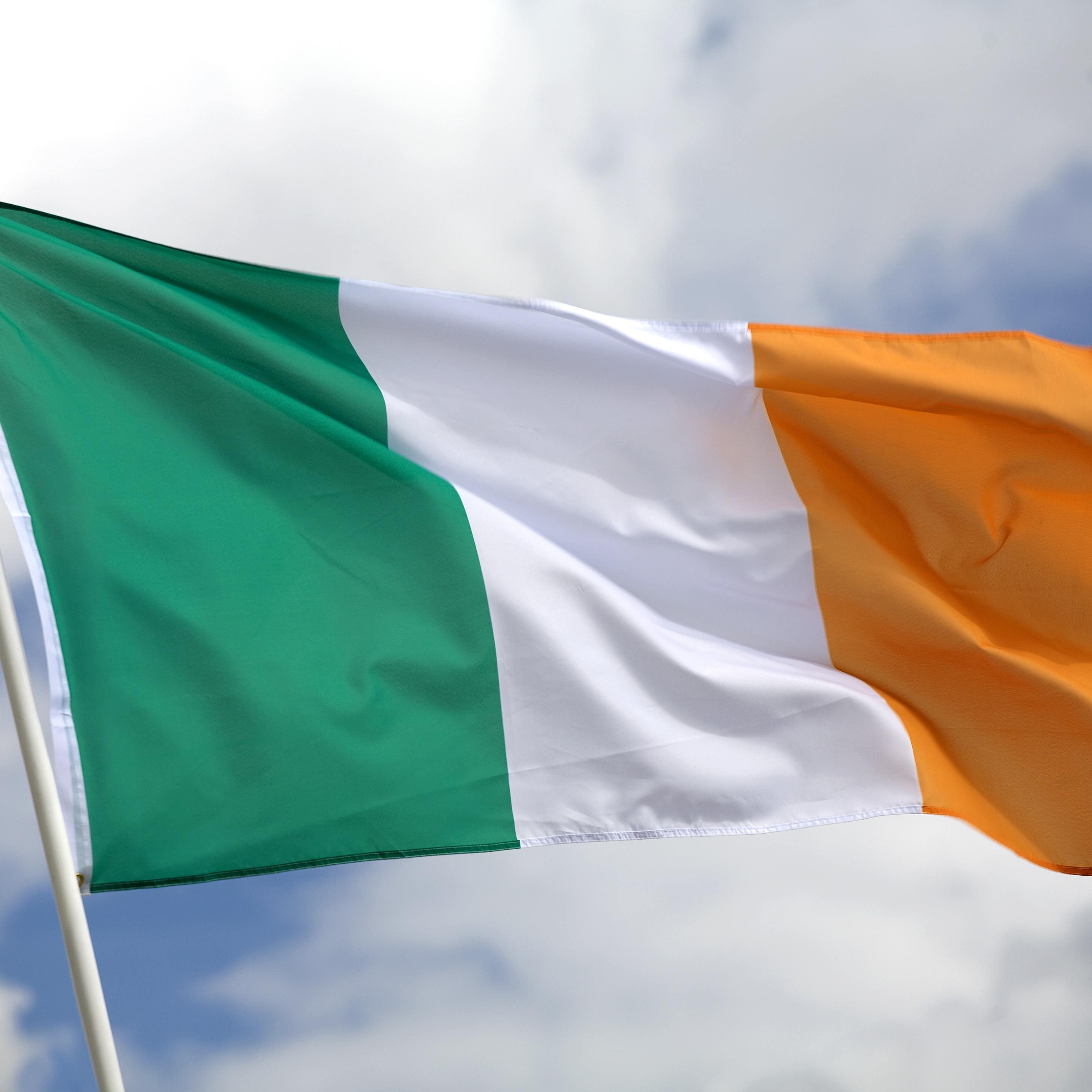 Republic of Ireland flag waves in wind