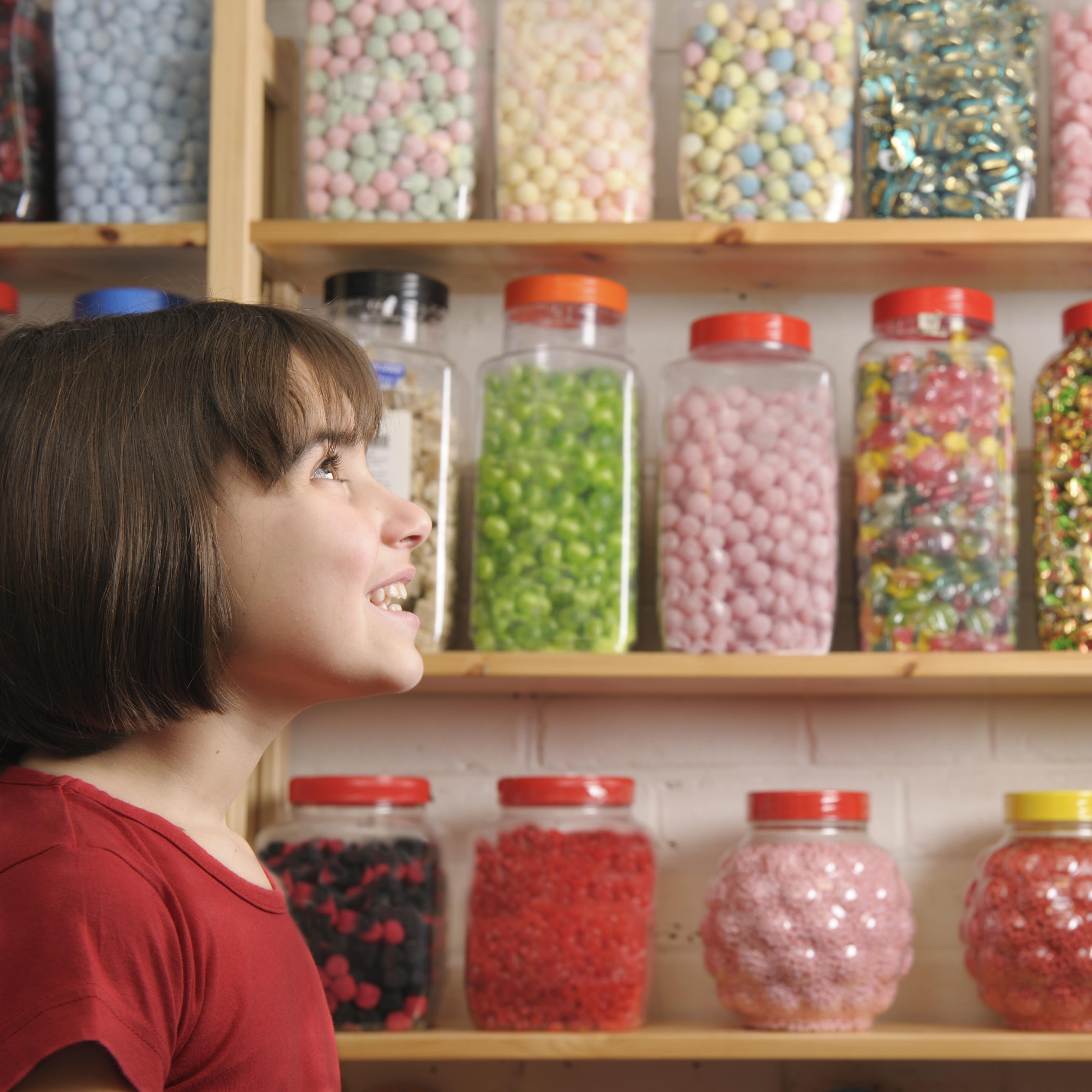Child at sweet shop