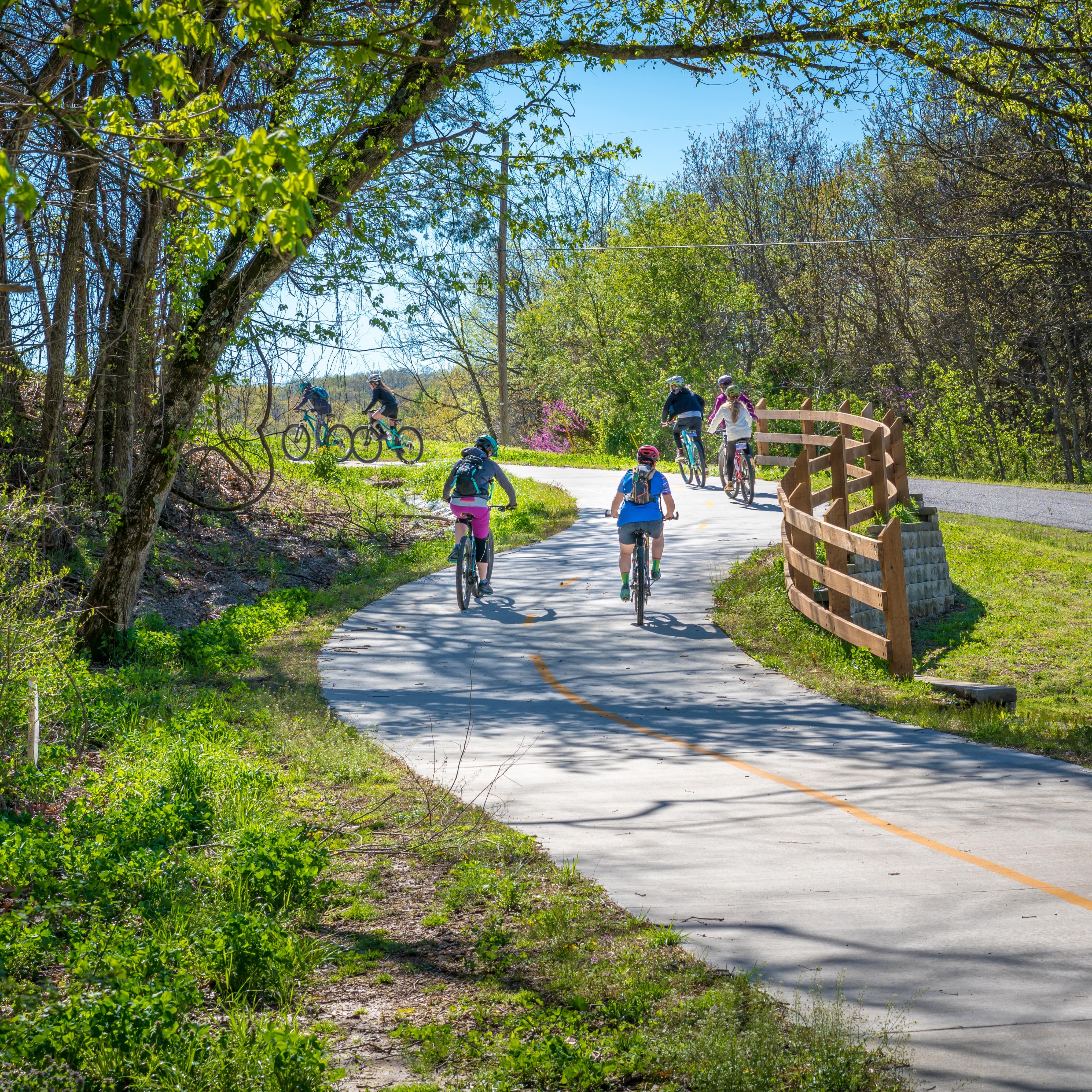 Riding bikes on bike trail
