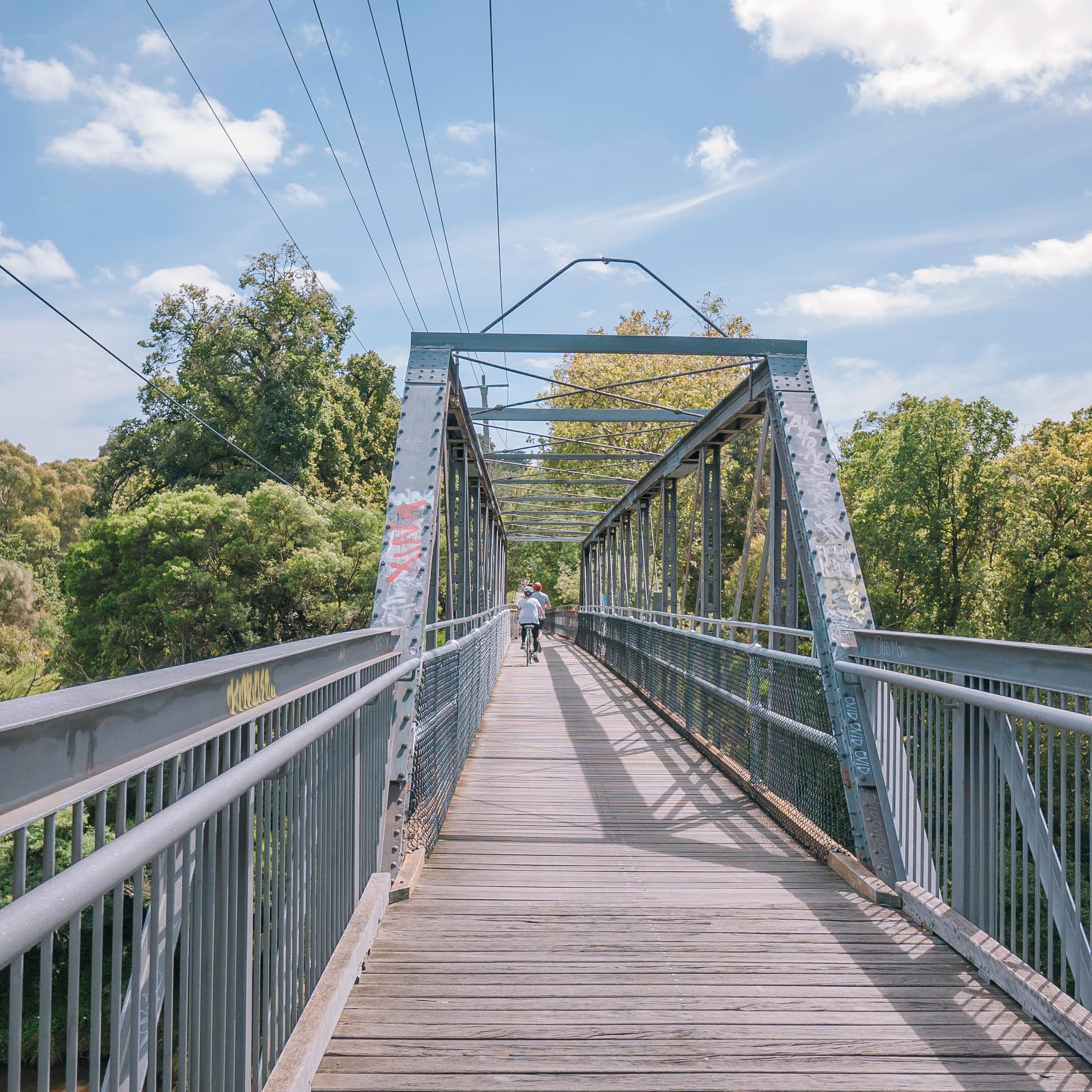 Main YarraTrail on steel bridge over the Yarra River in Victoria, Australia
