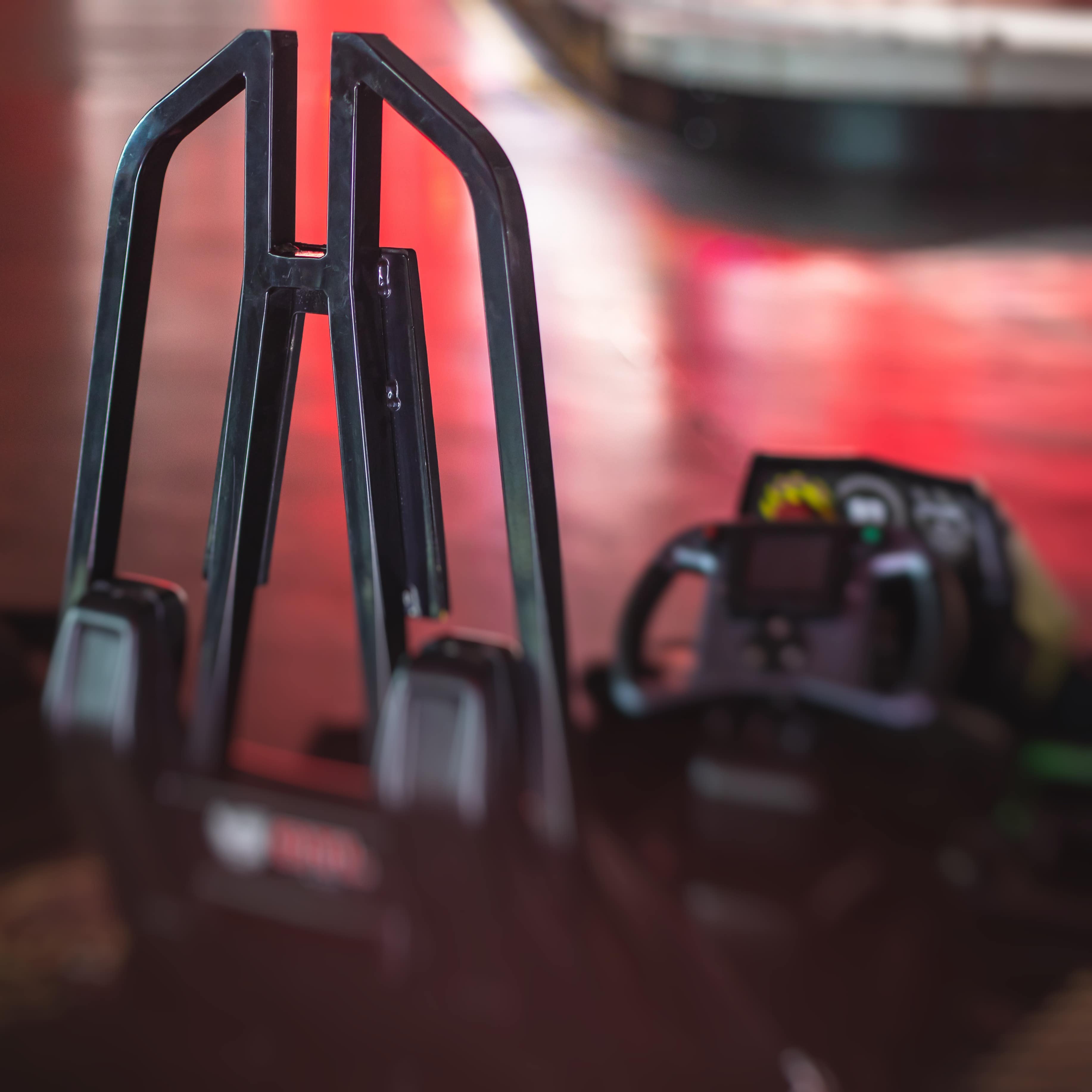 View from indoor electric karting racetrack