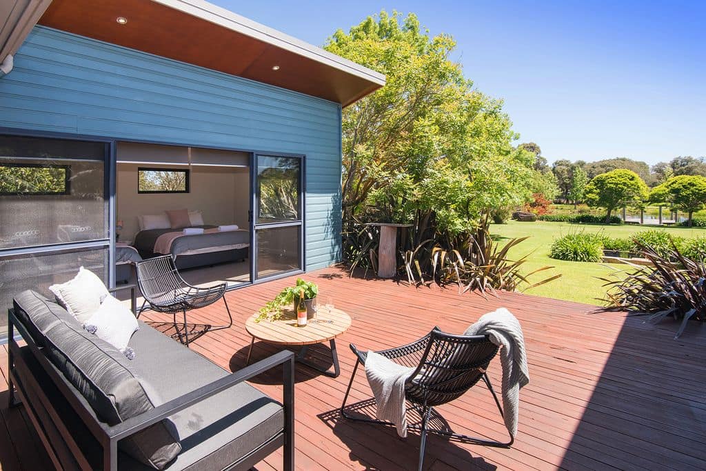 photo of a deck at margaret river manor with river view