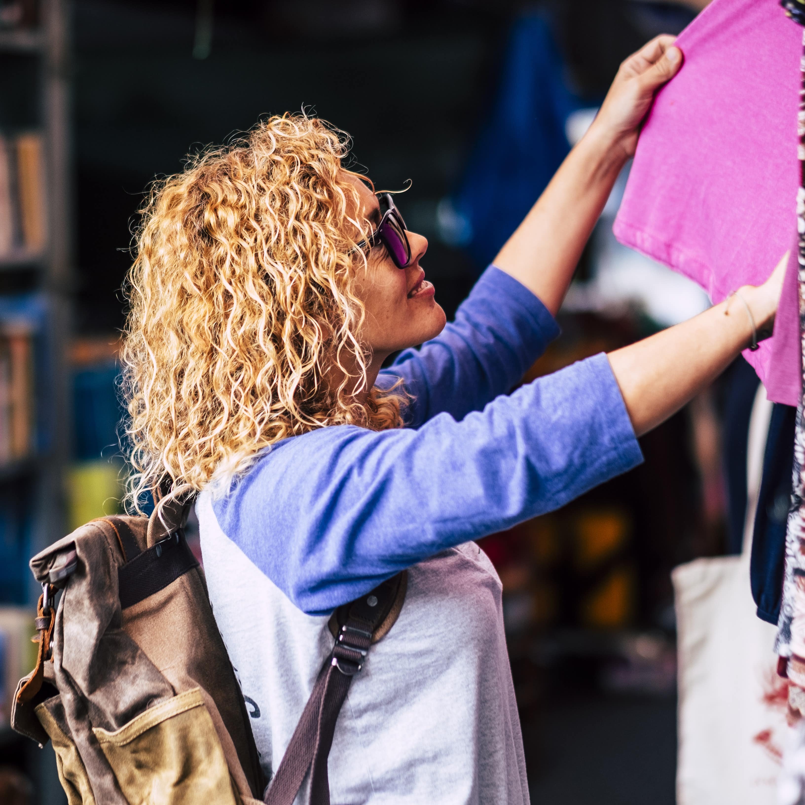 Woman shopping at open-air market
